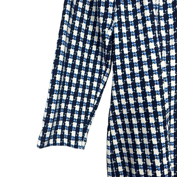 J. McLaughlin Ivana Dress Small Catalina Cloth Navy Off White Check 3/4 Sleeve - Picture 9 of 13